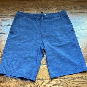 Travis Matthew Chino Shorts Men's Sz 34 Blue Flat Front Polyester Spandex Golf